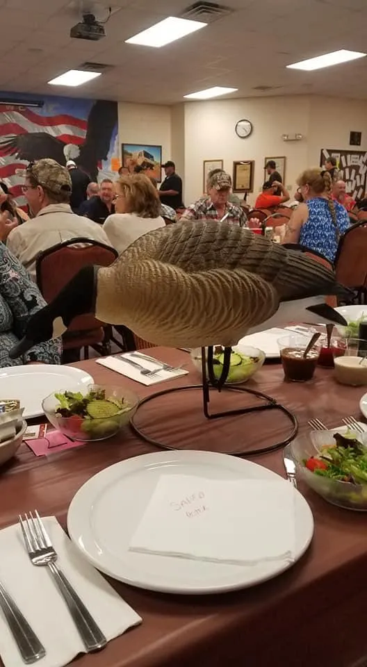 Duck decoys were given away as prizes.